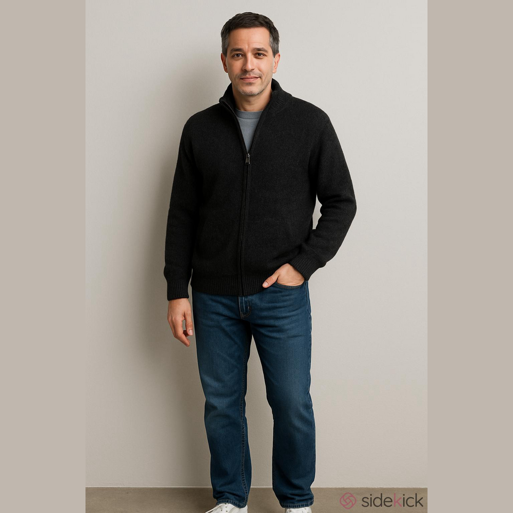 L.L. Bean Charcoal Gray Full-Zip Preppy FishermancoreWool Sweater